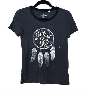 American Eagle | "Live Your Life" Gray Dreamcatcher T-shirt, Small, NWT